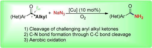 Copper-Catalyzed Aerobic Oxidative C-C Bond Cleavage for C-N Bond Formation: From Ketones to Amides