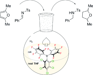 Metal-Free Hydrogenation Catalyzed by an Air-Stable Borane: Use of Solvent as a Frustrated Lewis Base